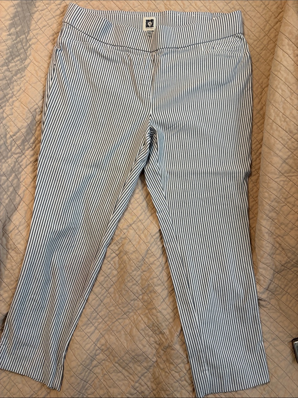 Women’s Anne Klein Striped Blue and White Stretch Capris